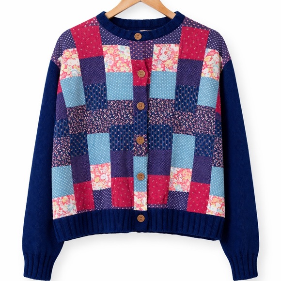 Vintage Handmade Patchwork Quilted Cardigan Cottagecore Boho Grandmacore - Picture 2 of 8